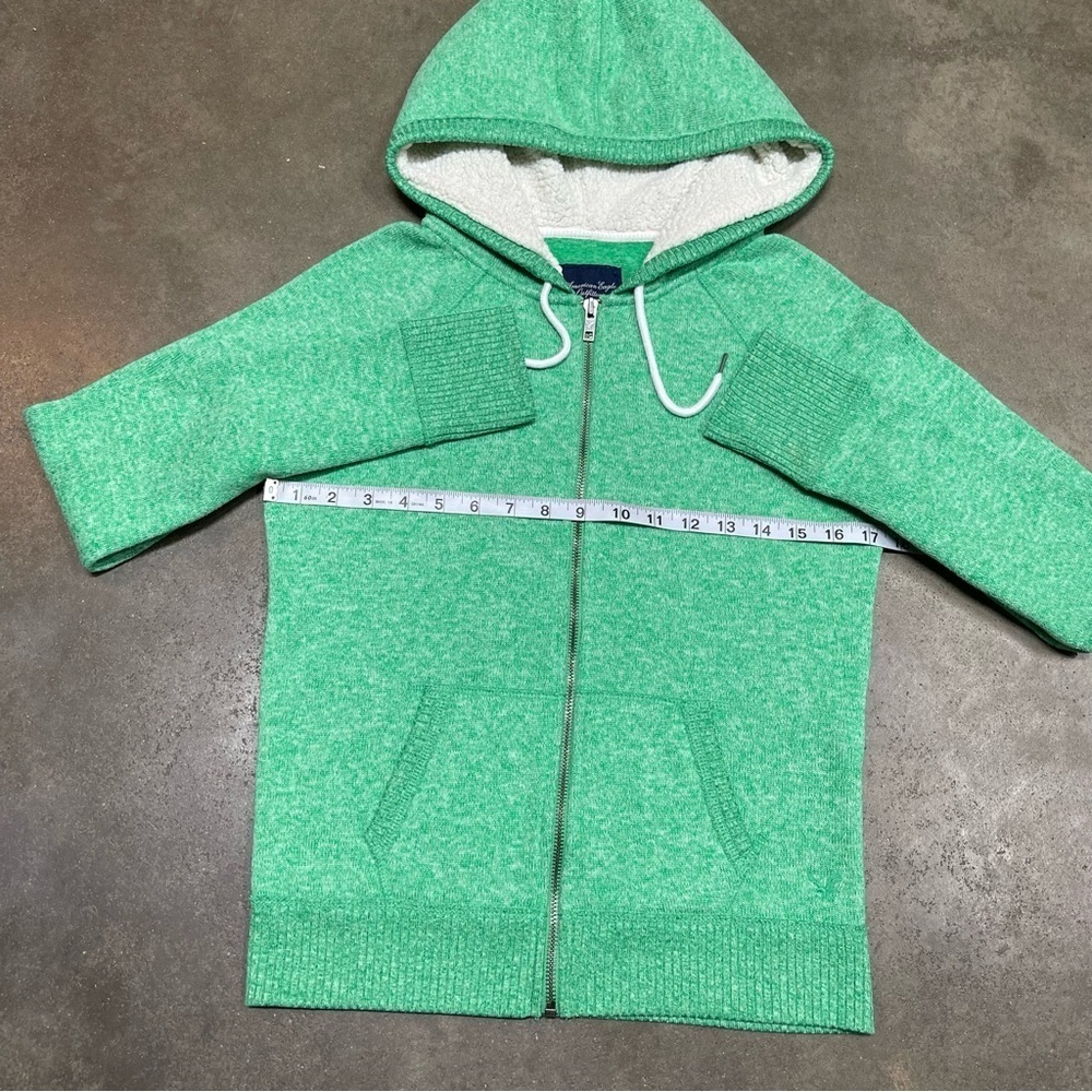 American Eagle Full Zip Logo Sherpa Hoodie Sweatshirt Y2K - Picture 6 of 10